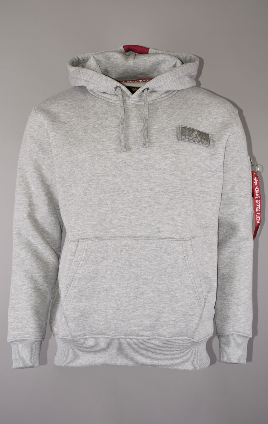 Толстовка ALPHA INDUSTRIES RED STRIPE HOODY grey heather 