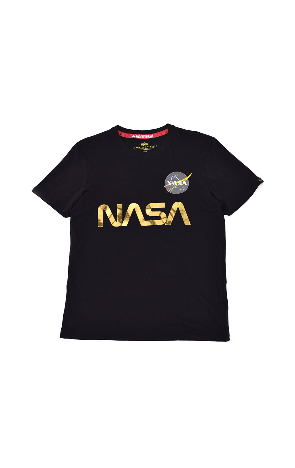 Футболка ALPHA INDUSTRIES NASA Reflective black/gold 