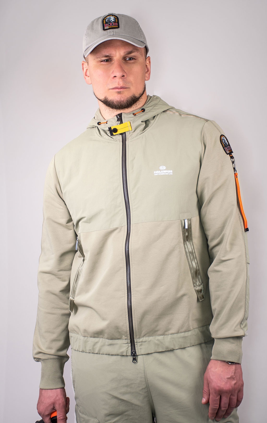 Толстовка с капюшоном PARAJUMPERS TRIDENT на молнии SS 24 sage 