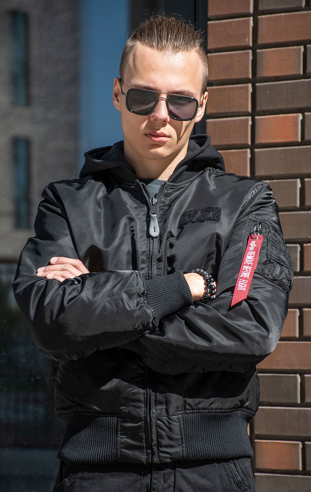 Бомбер ALPHA INDUSTRIES ZH BACK PRINT MA-1 black/reflective 