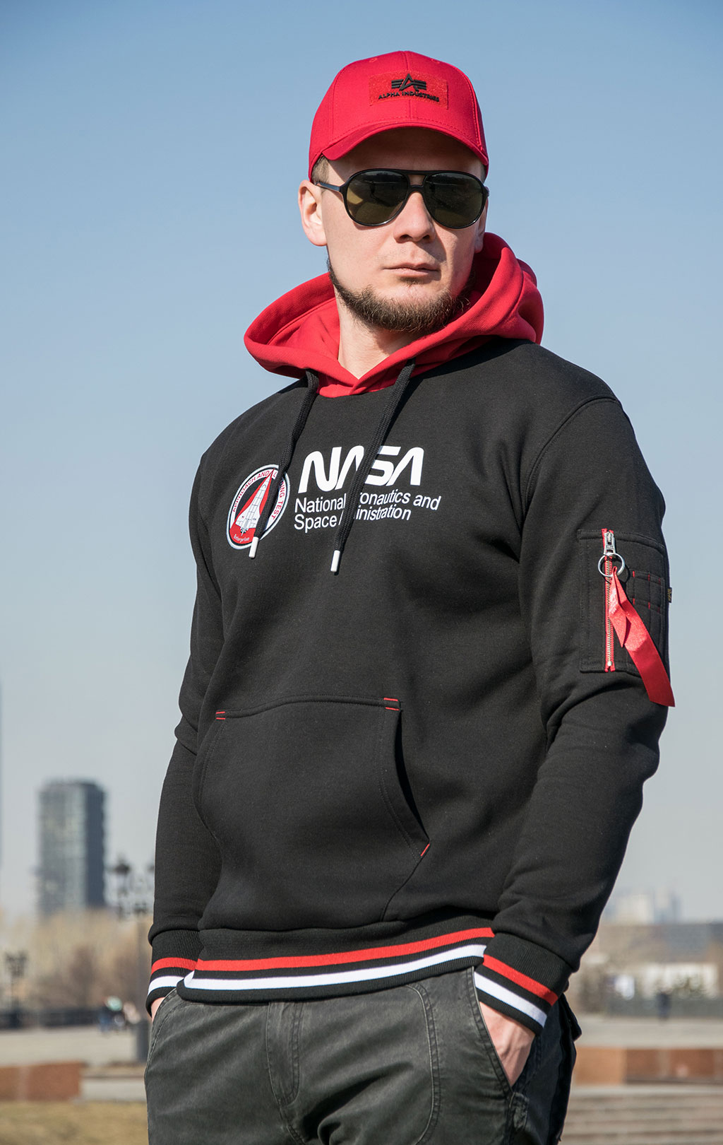 Толстовка ALPHA INDUSTRIES NASA RETRO HOODY black 