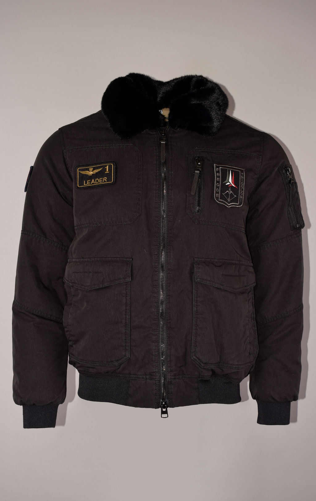 Куртка-пилот AERONAUTICA MILITARE big size FW 22/23 m/BD jet black (AB 2041) 