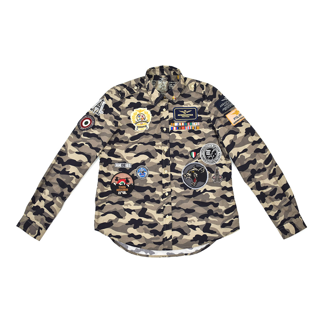 Женская рубашка AERONAUTICA MILITARE SS 20/IN camouflage verde militare (CA 1152) 