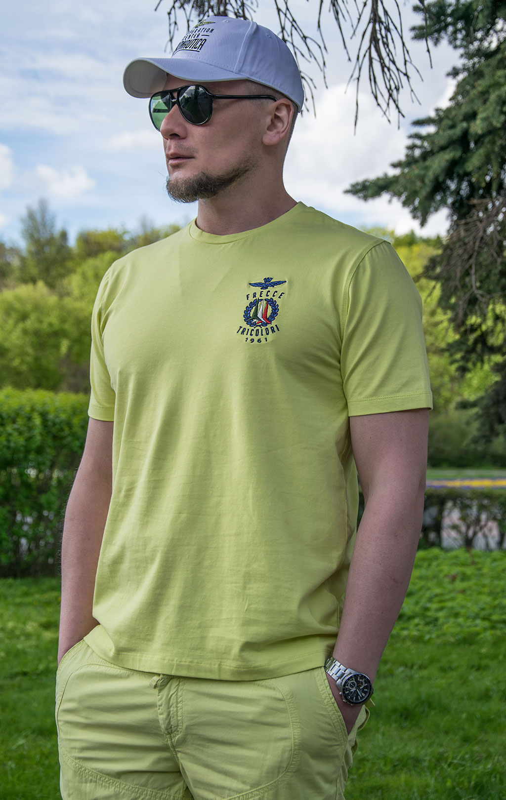 Футболка AERONAUTICA MILITARE SS 22/BD lime scuro (TS 1938) 