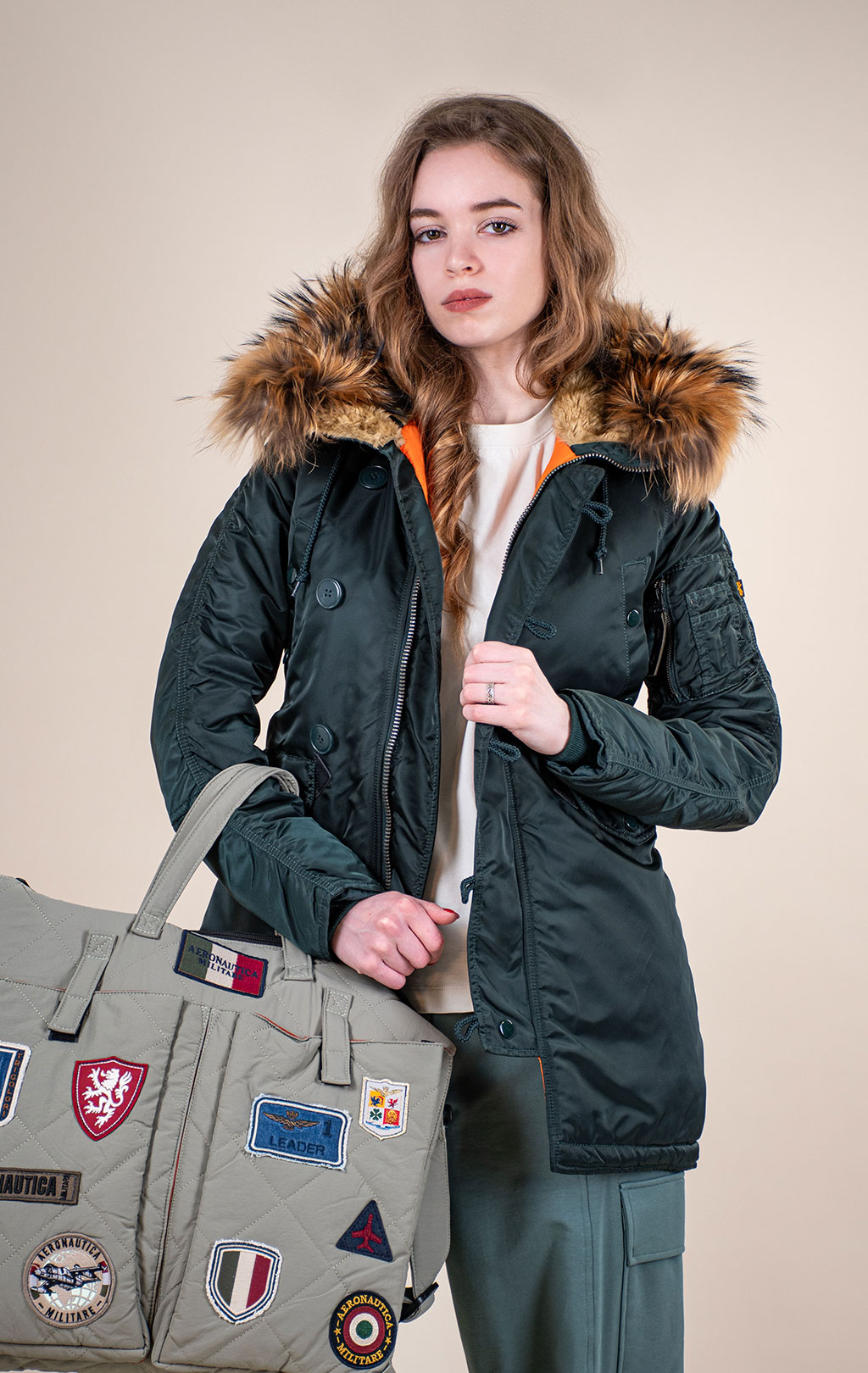 Женская аляска ALPHA INDUSTRIES VF 59 N-3B натур. мех petrol dark 