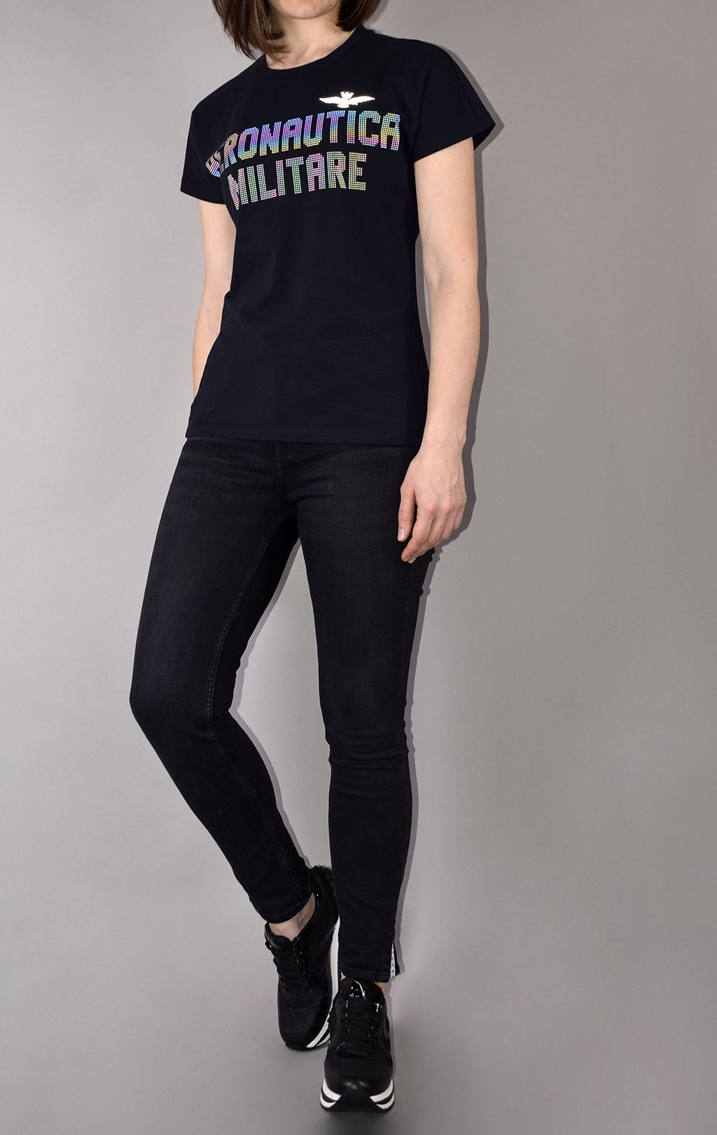 Женская футболка AERONAUTICA MILITARE SS 21/TR blue black (TS 1849)