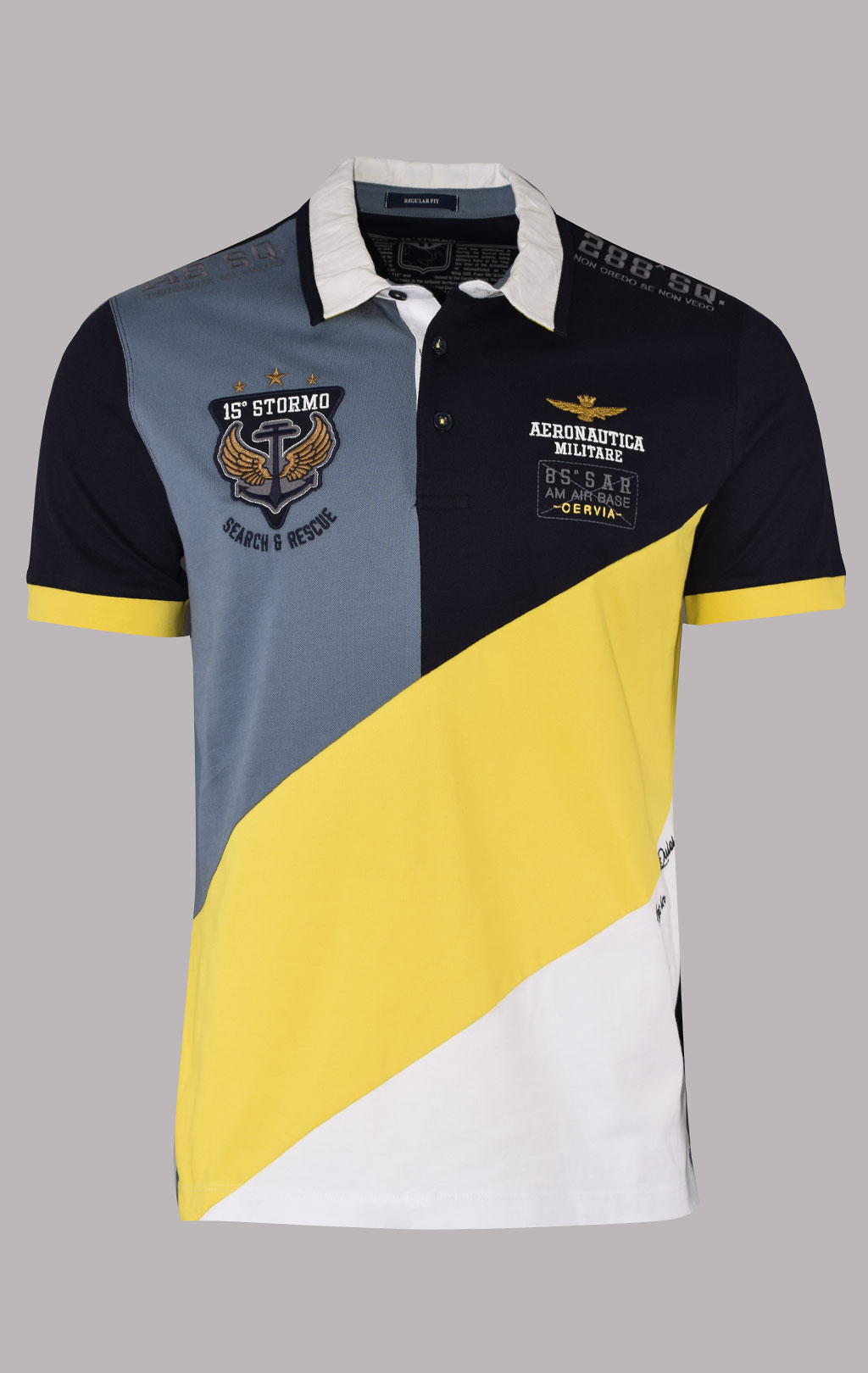 Футболка-поло AERONAUTICA MILITARE SS 23/TR avio/blue navy/giallo/off white (PO 1688) 