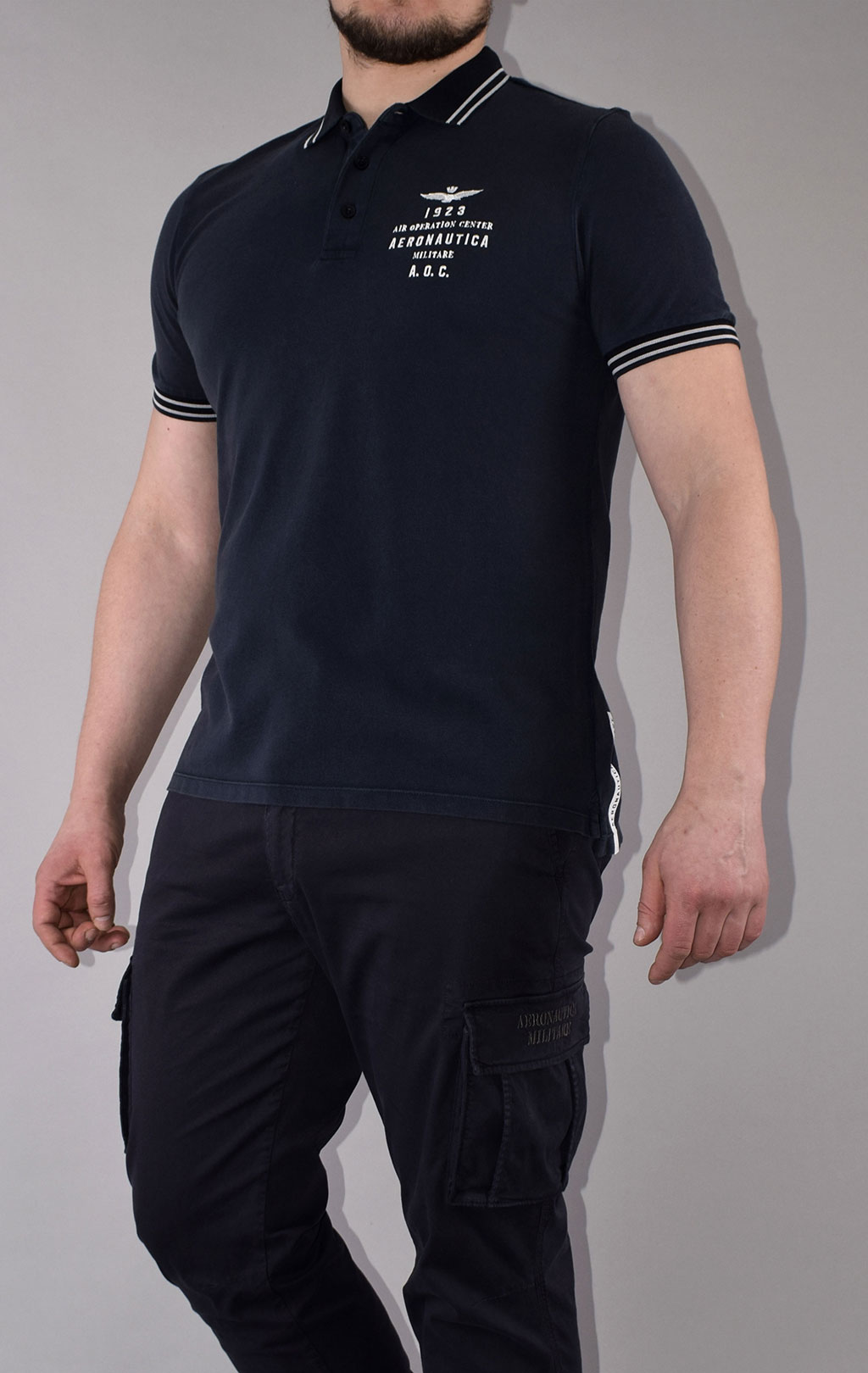 Футболка-поло AERONAUTICA MILITARE SS 21/IN blue black (PO 1520) 