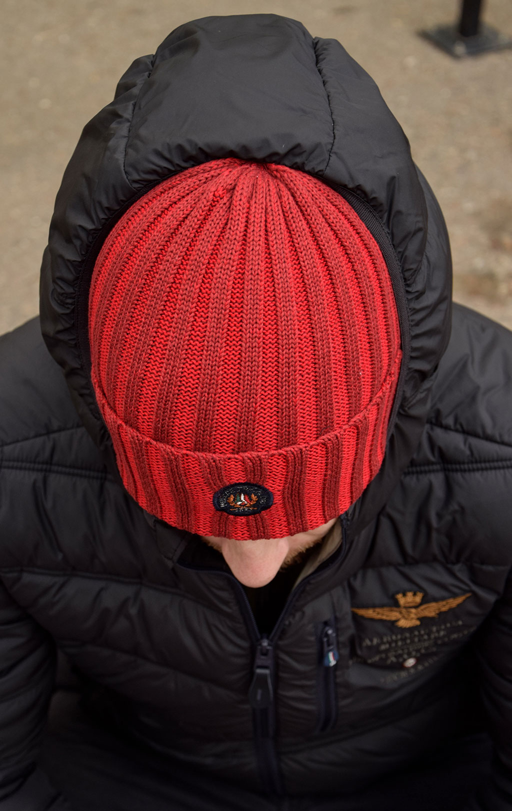 Шапка вязаная AERONAUTICA MILITARE FW 19/20 rosso scuro (CU 010)