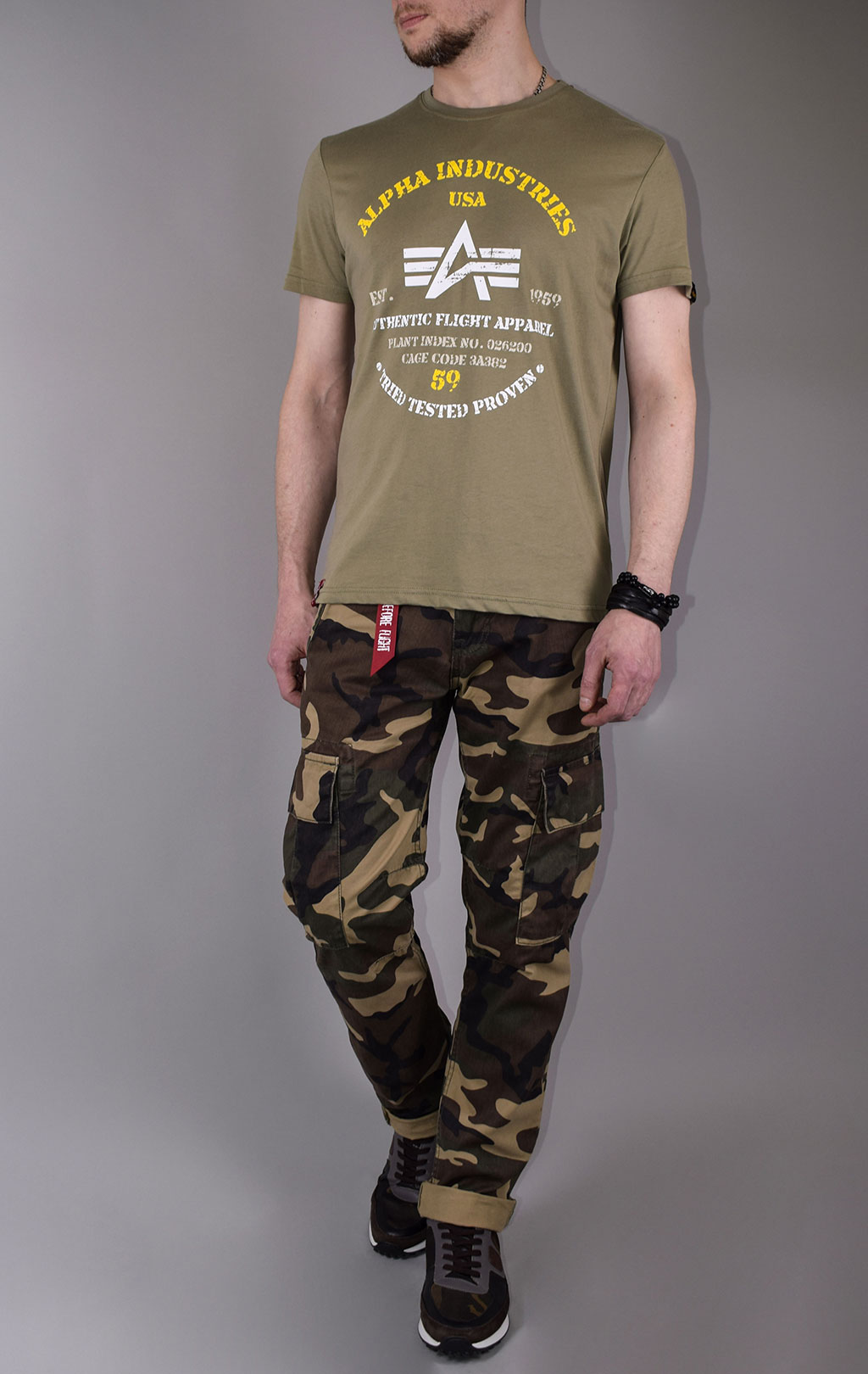 Футболка ALPHA INDUSTRIES AUTHENTIC PRINT olive 