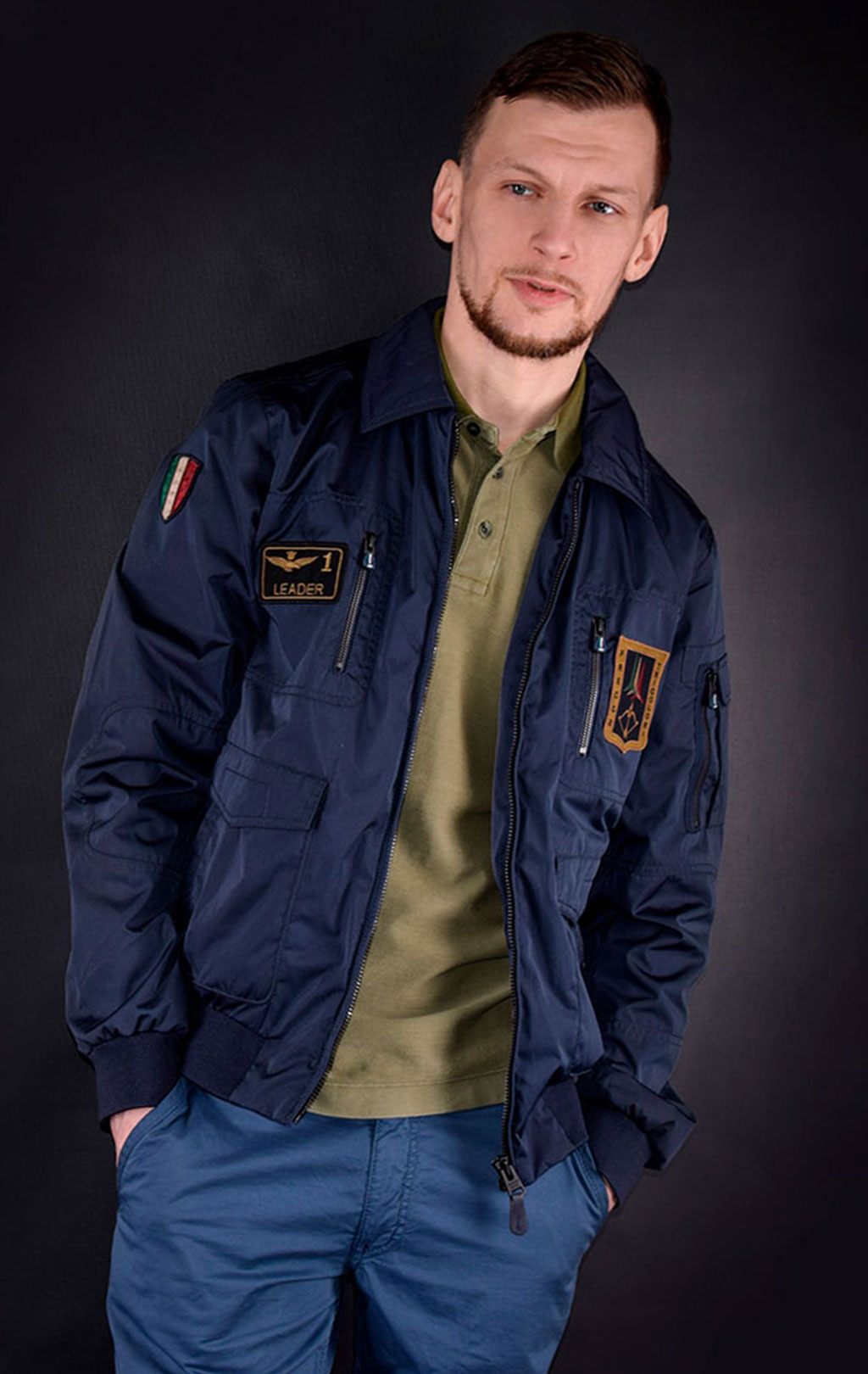 Ветровка-бомбер AERONAUTICA MILITARE SS 19/CN blue navy (AB 1719) 