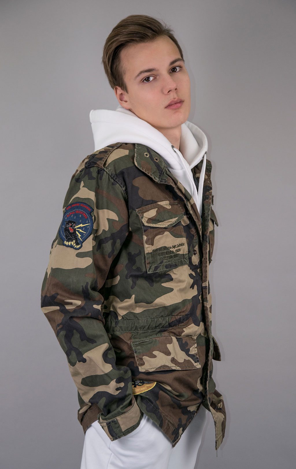 Ветровка ALPHA INDUSTRIES HUNTINGTON PATCH M-65 camo woodland 65 