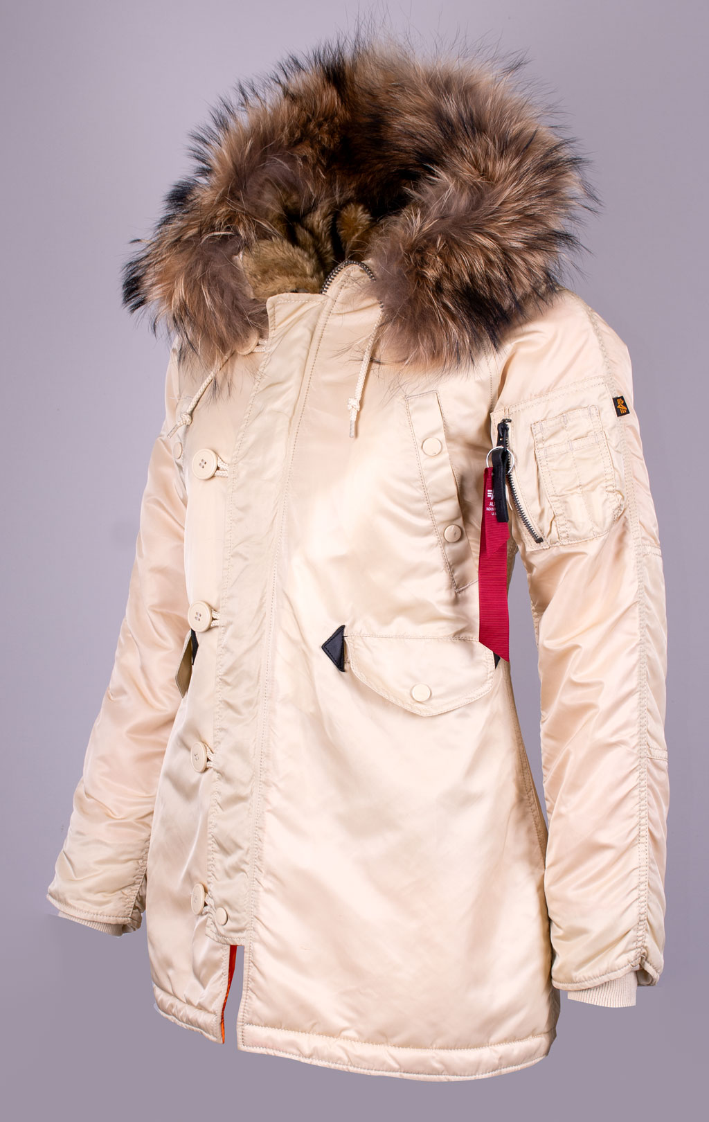 Женская аляска ALPHA INDUSTRIES VF 59 N-3B натур. мех caramel 