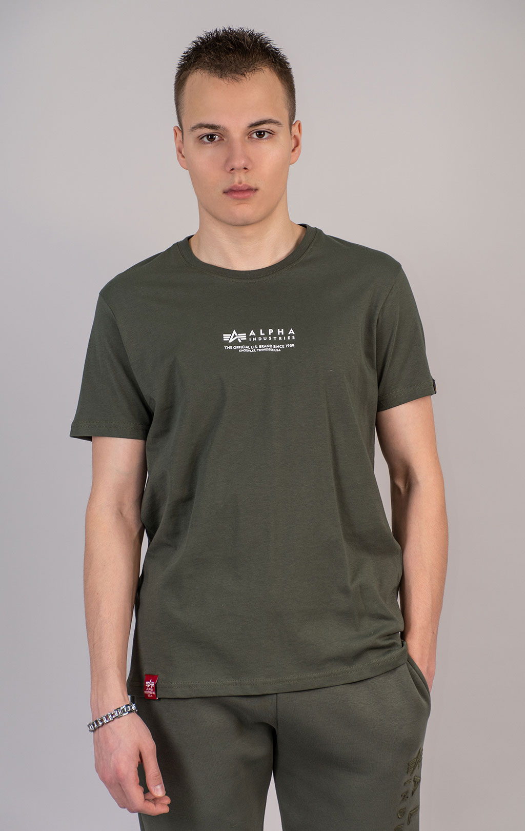 Футболка ALPHA INDUSTRIES ALPHA WORDING T dark olive 