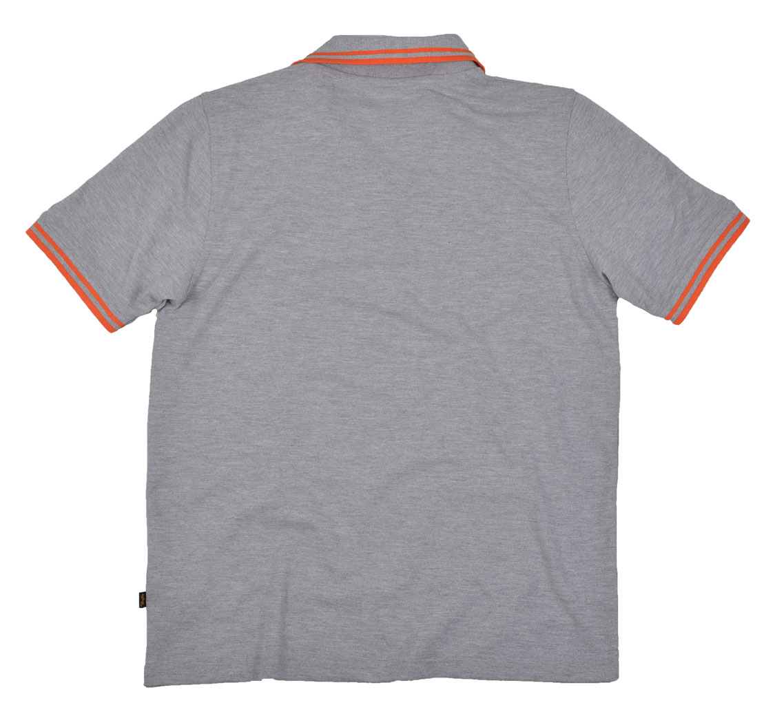 Футболка ALPHA TWIN STRIPE POLO grey heather/orange 