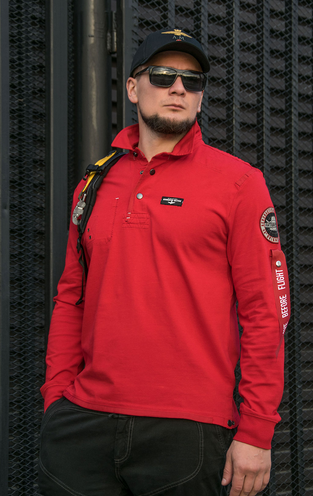 Поло-лонгслив AERONAUTICA MILITARE ANTARCTICA FW 23/24/TR red (PO 1730)