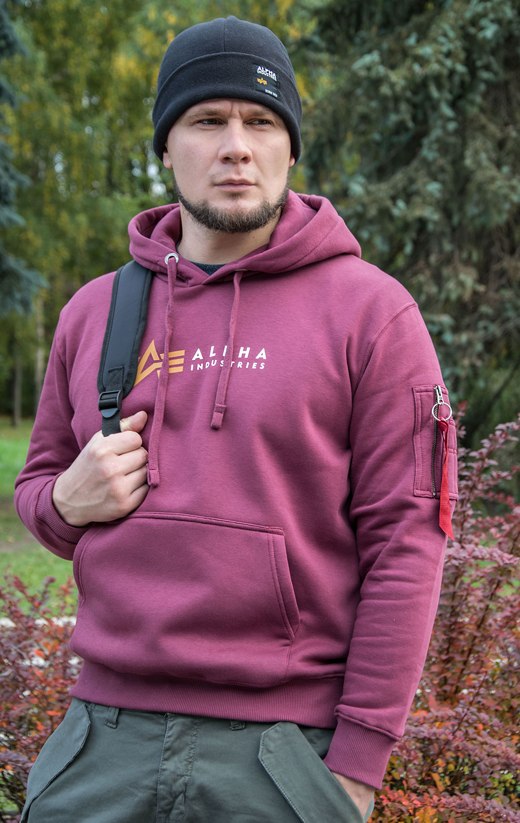 Толстовка ALPHA INDUSTRIES ALPHA LABEL HOODY burgundy 