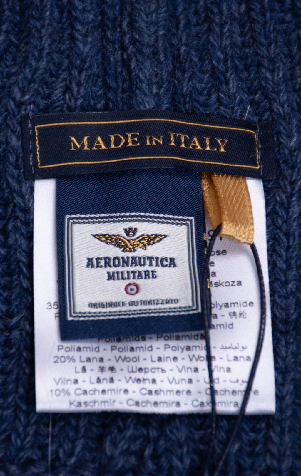 Шапка вязаная AERONAUTICA MILITARE FW 26/27/IT blue jeans melange (CU 0096) 