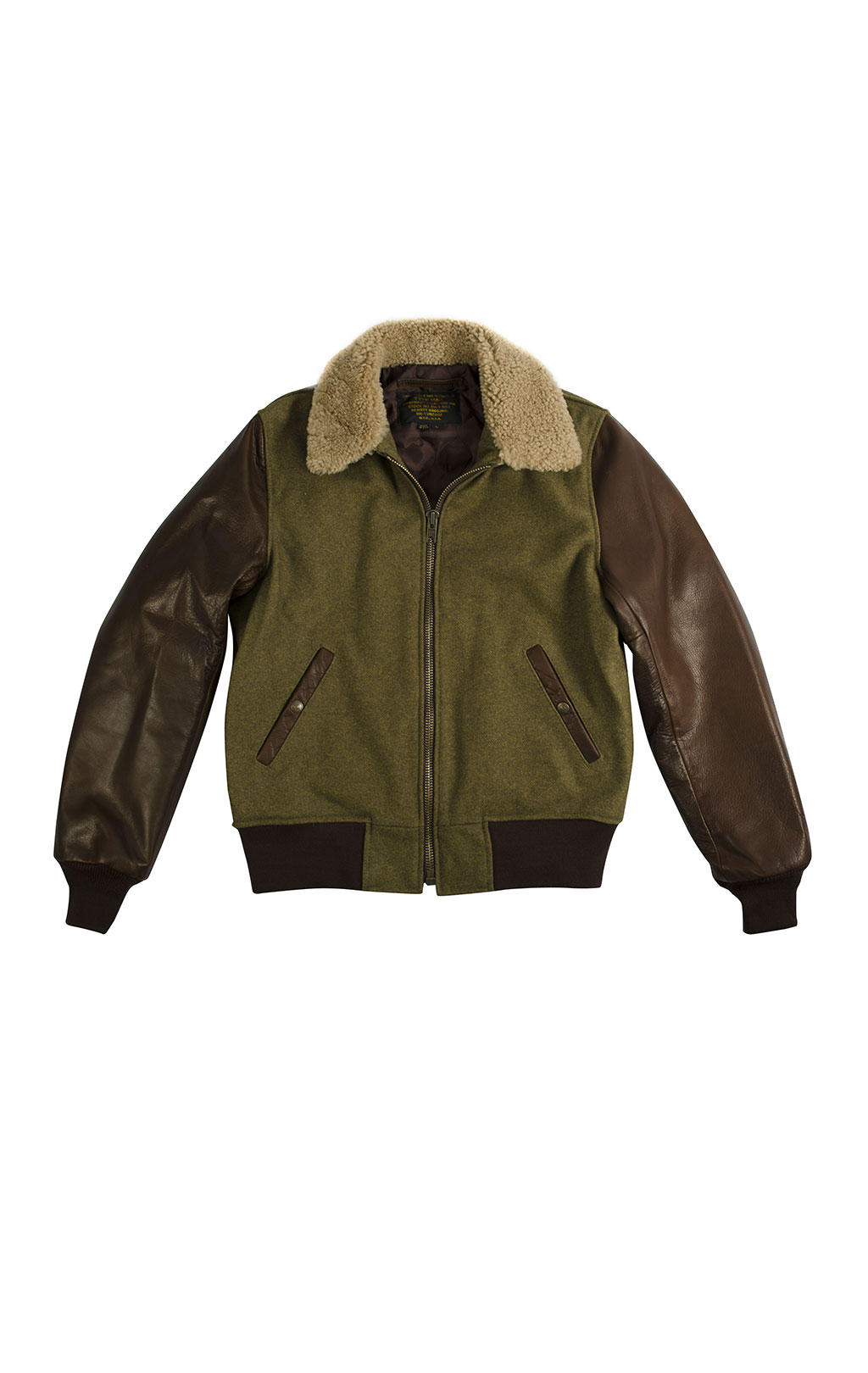 Куртка-пилот SCHOTT NYC MIXED MEDIA B-15 кожа/шерсть olive (793) 