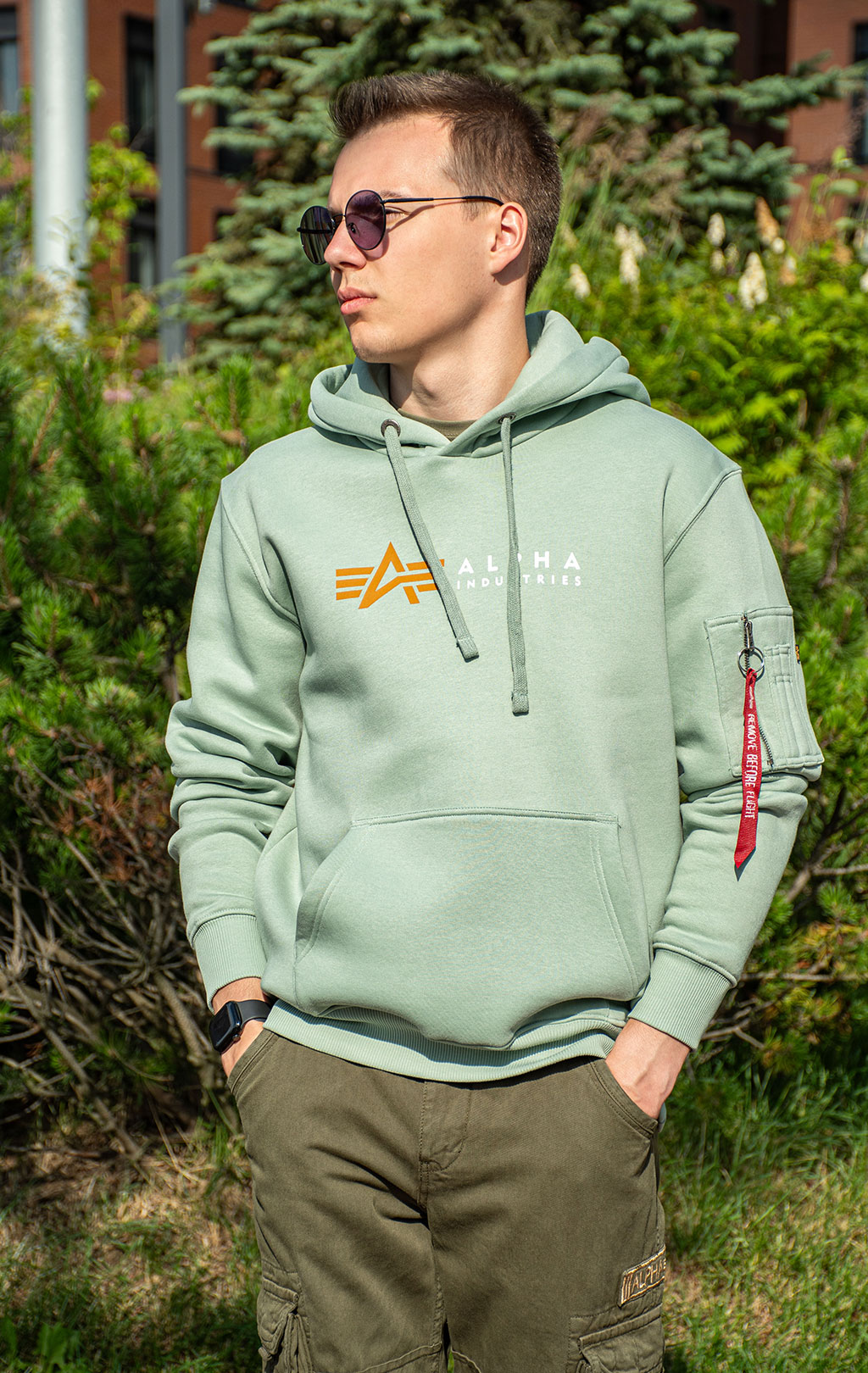 Толстовка ALPHA INDUSTRIES ALPHA LABEL HOODY dusty green 
