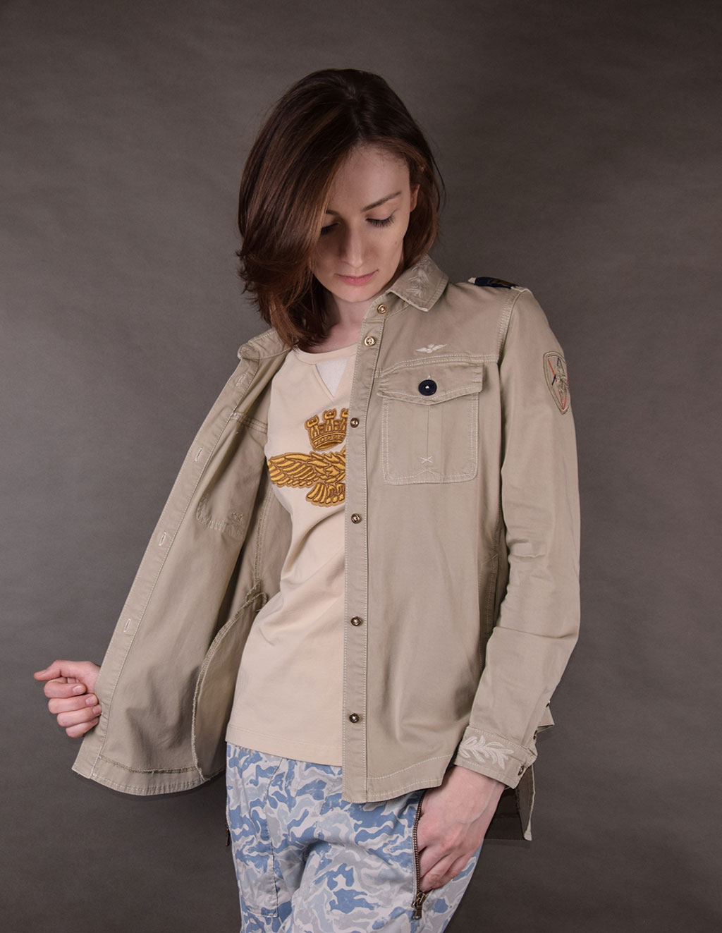 Женская ветровка лёгкая AERONAUTICA MILITARE SS19 beige (AB 1757) 