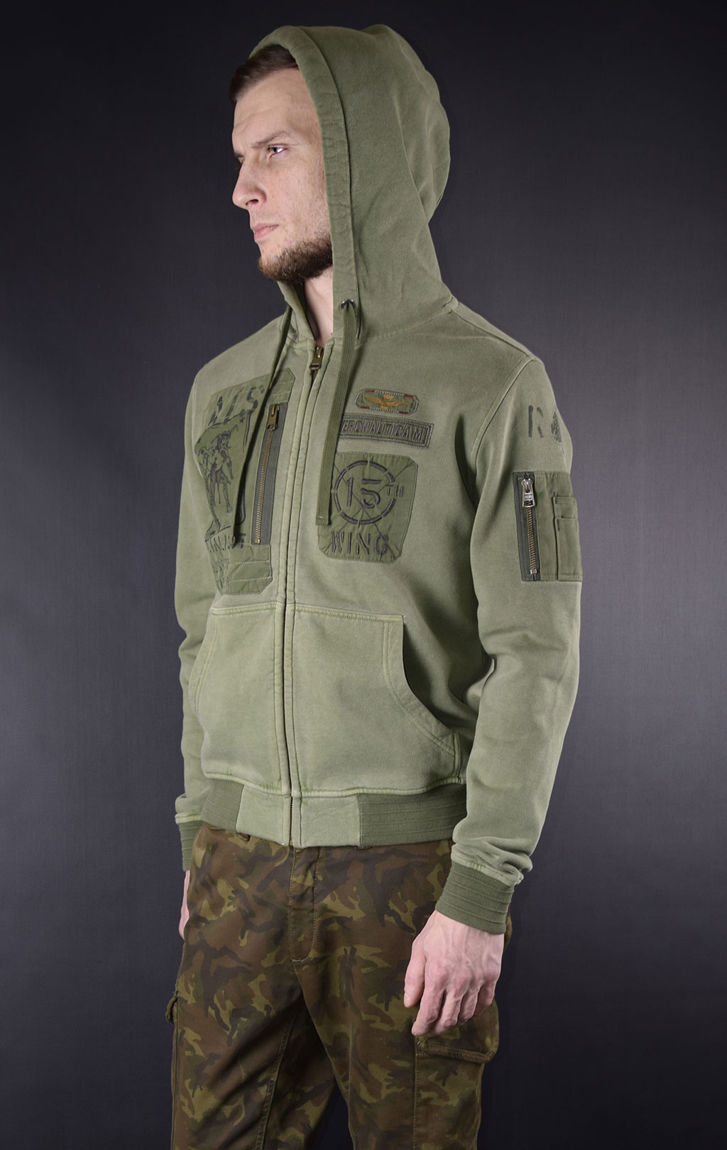 Толстовка AERONAUTICA MILITARE verde salvia (FE 1327) 