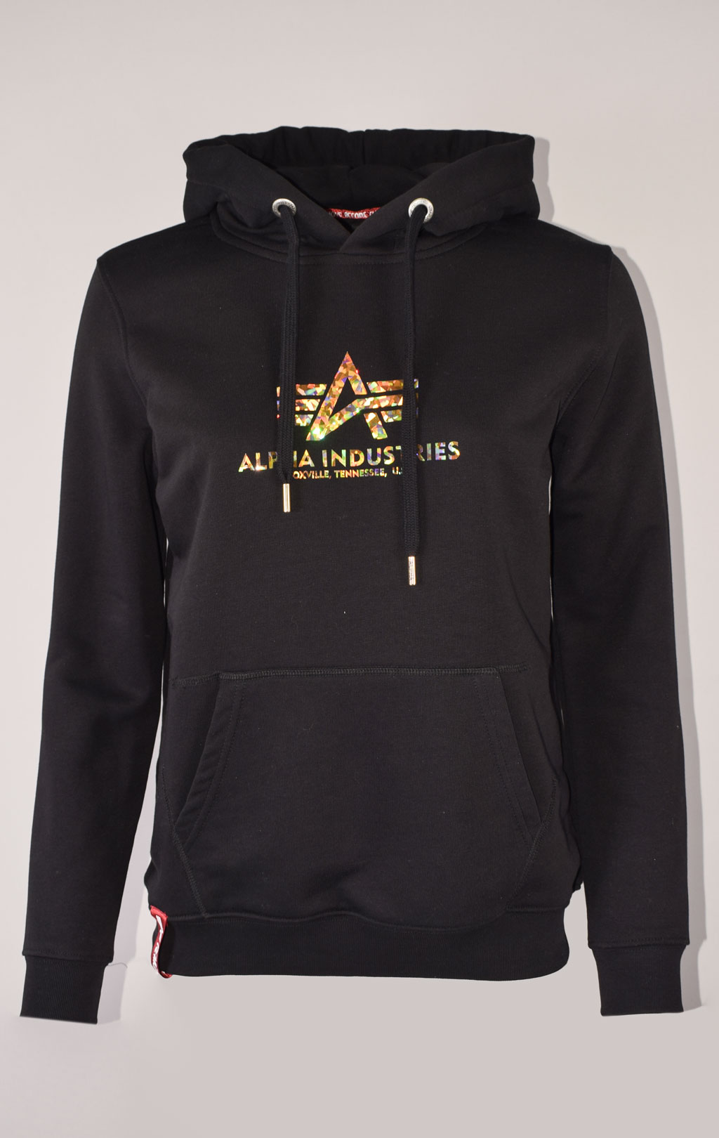 Женская толстовка ALPHA INDUSTRIES NEW BASIC HOODY HOL. PRINT black/gold crystal 