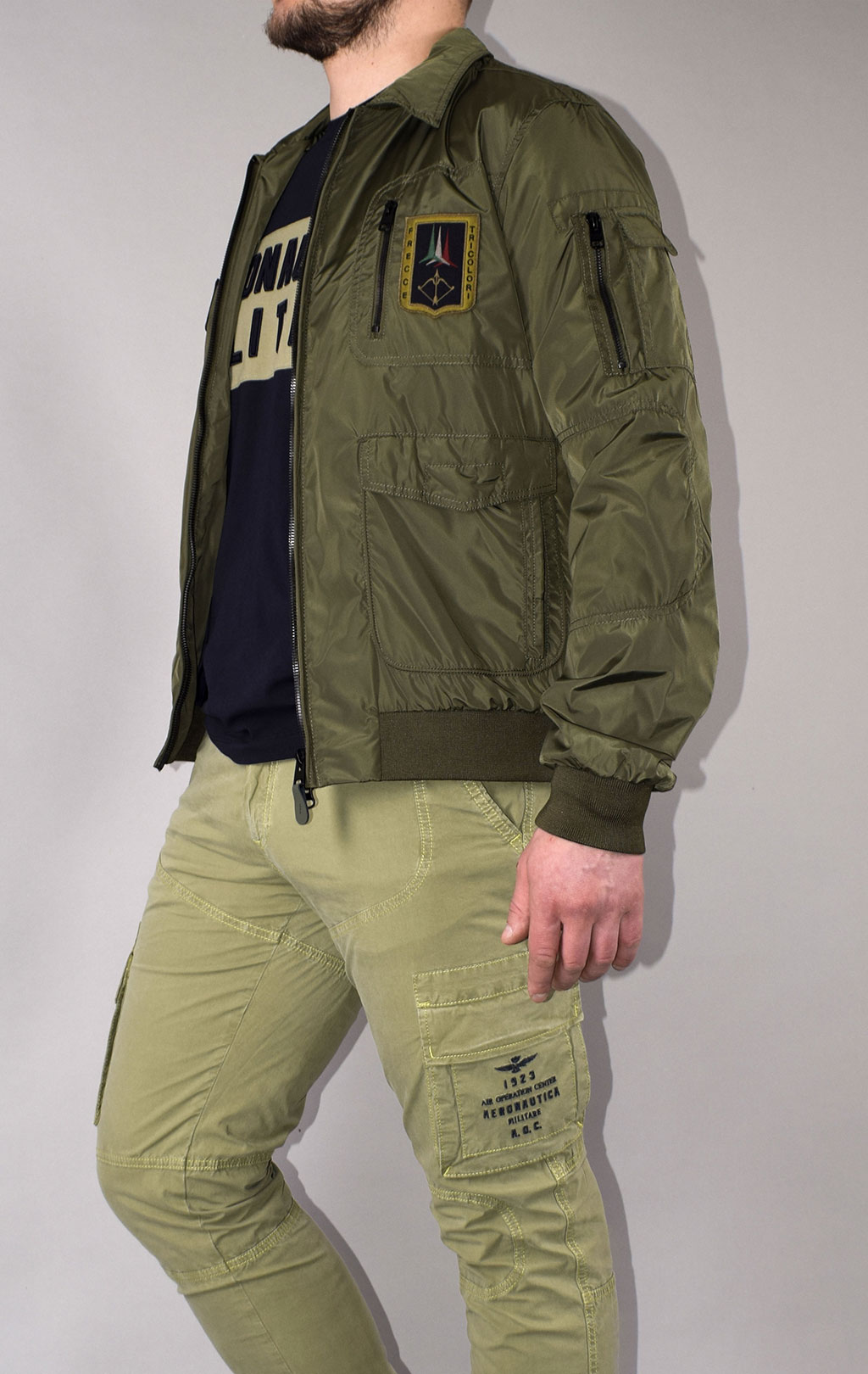 Ветровка-бомбер AERONAUTICA MILITARE SS 21 m/CN verde scuro (AB 1719) 