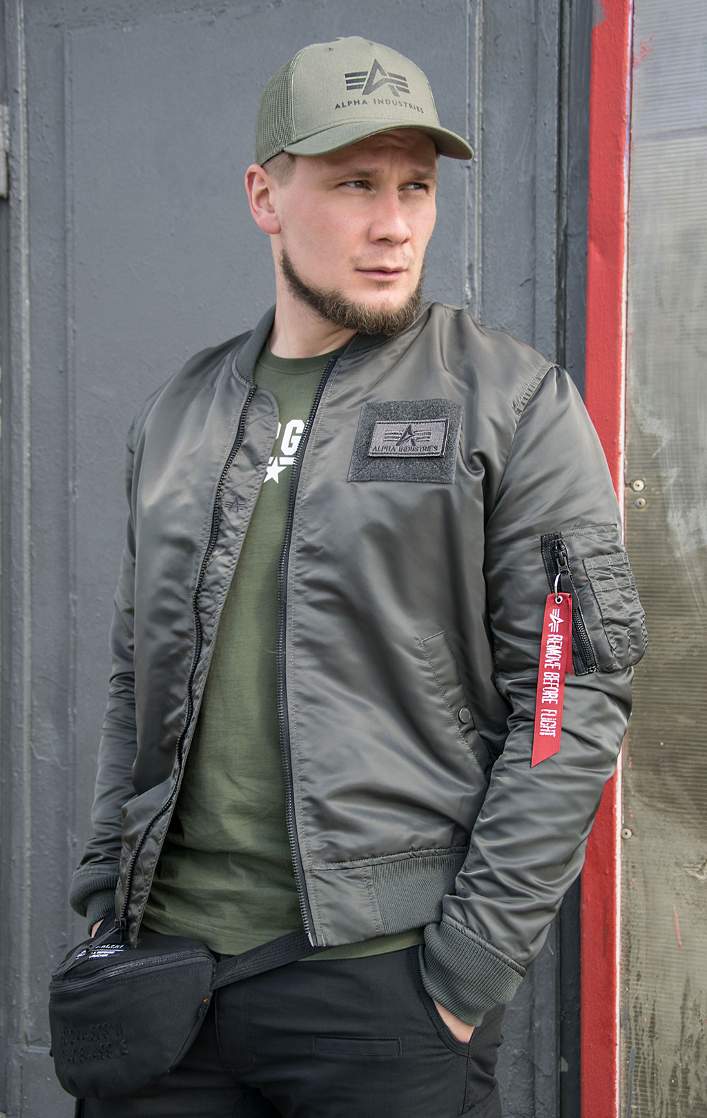 Ветровка-бомбер ALPHA INDUSTRIES TT CUSTOM MA-1 greyblack 