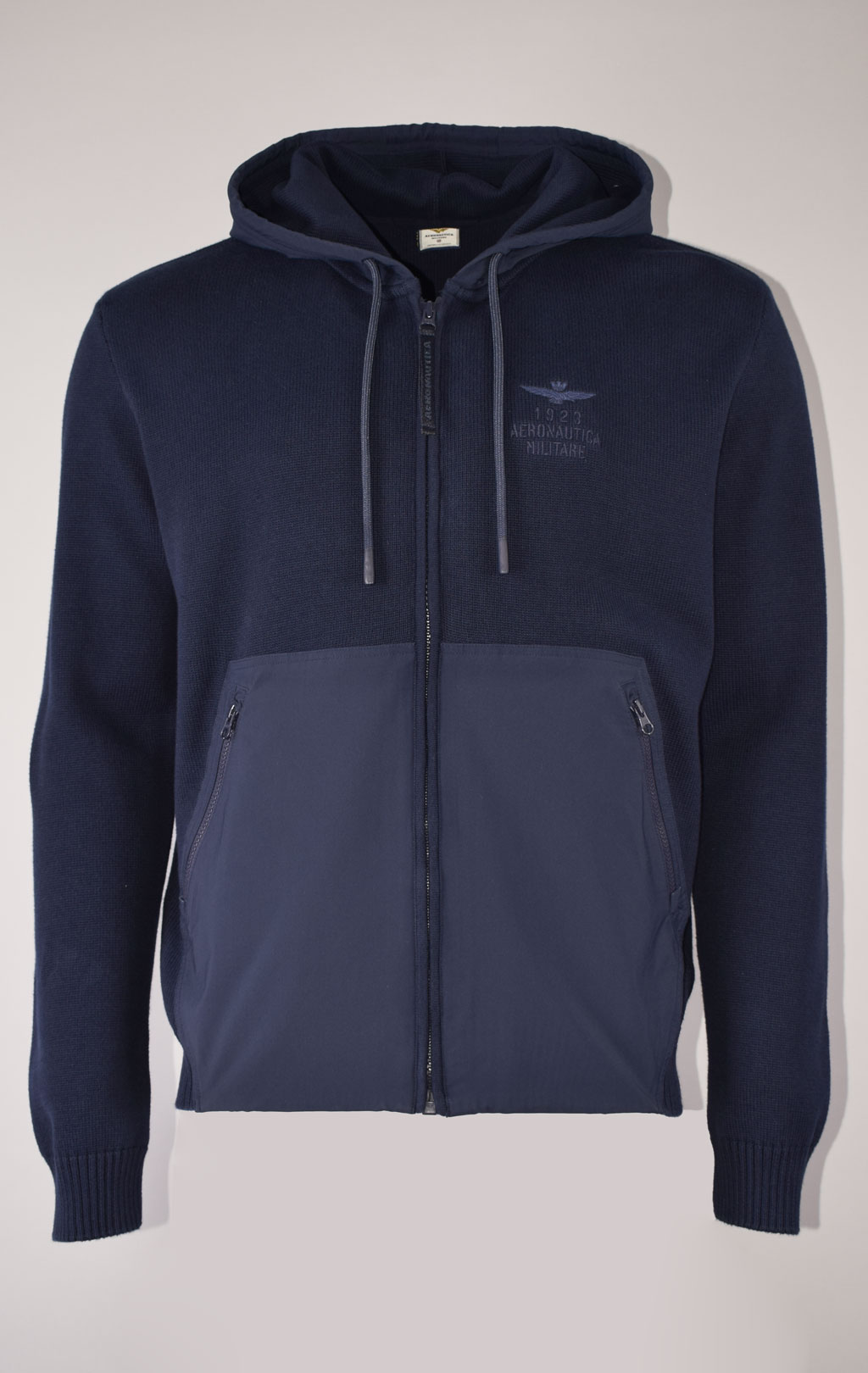 Толстовка вязаная AERONAUTICA MILITARE big size FW 23/24/IN dark blue (MA 1448) 