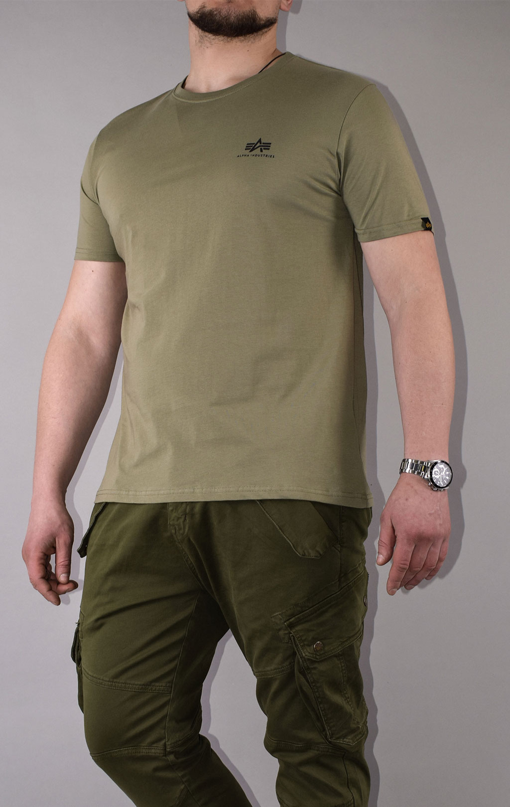 Футболка ALPHA INDUSTRIES BASIC T SMALL LOGO big size olive 