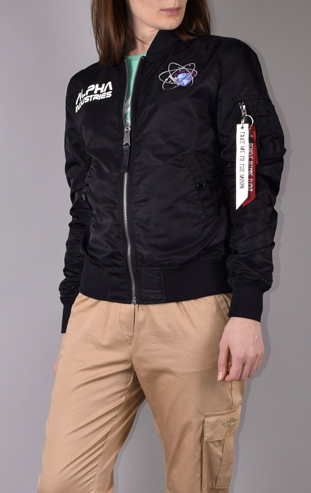 Женская ветровка-бомбер ALPHA INDUSTRIES MOON LANDING MA-1 black 