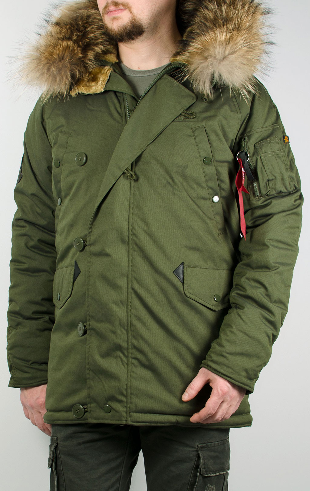 Аляска ALPHA INDUSTRIES EXPLORER big size натур. мех dark green 