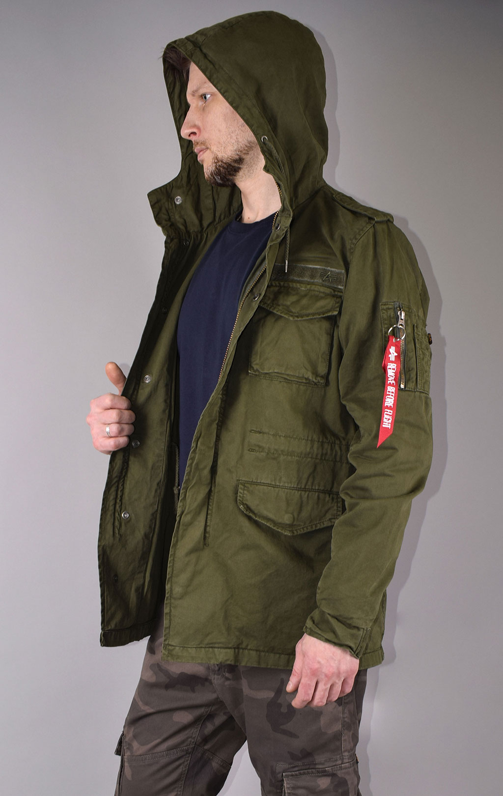 Ветровка ALPHA INDUSTRIES HUNTINGTON HOOD M-65 dark olive 