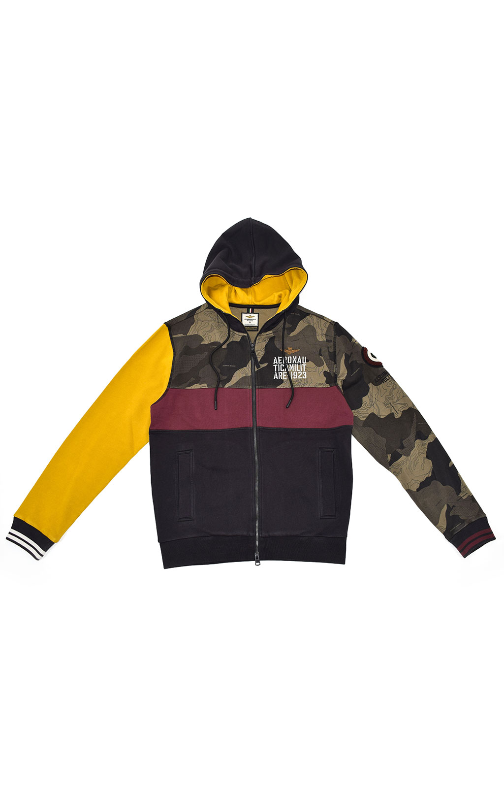 Толстовка с капюшоном AERONAUTICA MILITARE FW 20/21/IN black/camouflage quattro colori/giallo (FE 1535) 