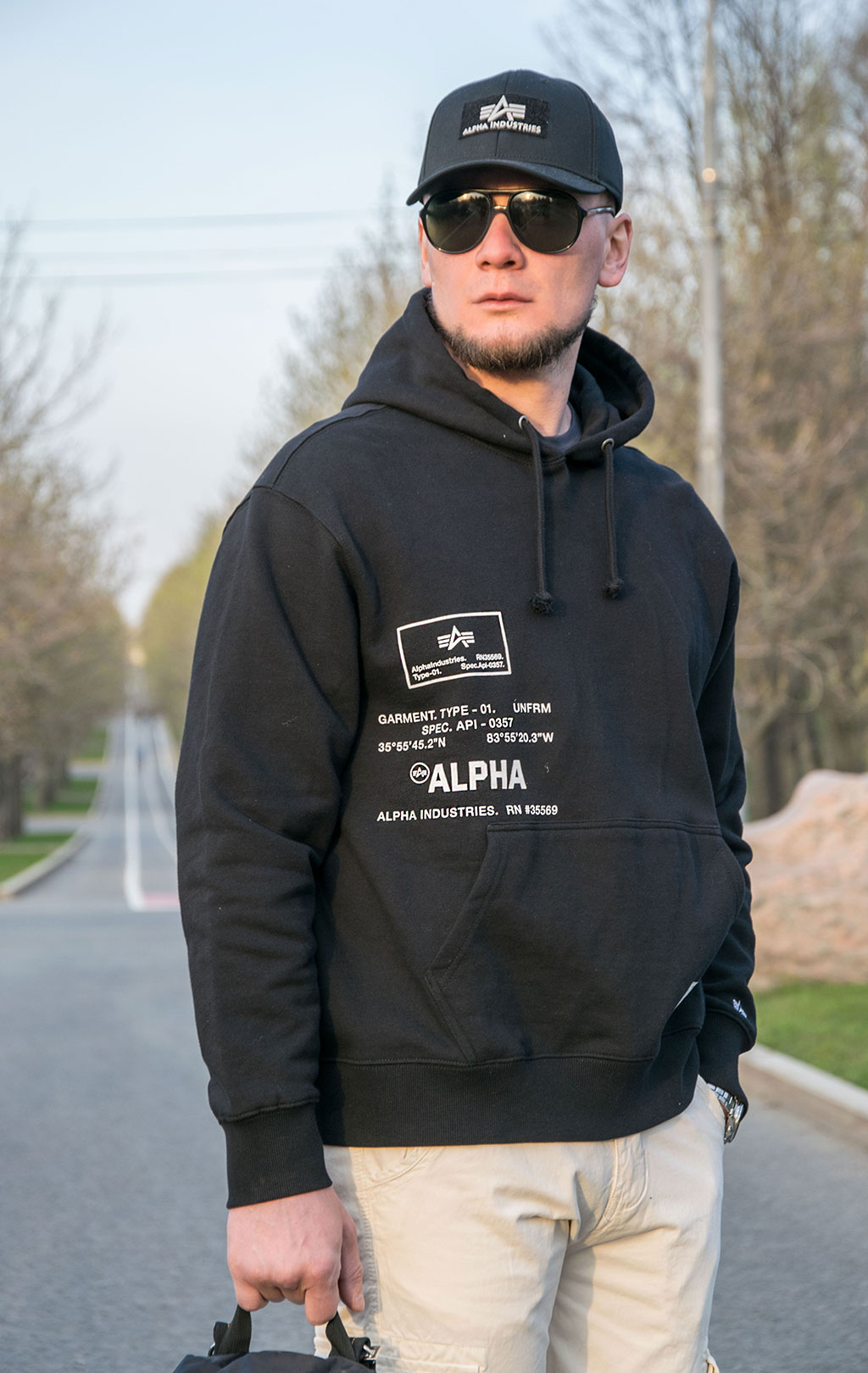 Толстовка ALPHA INDUSTRIES ESSENTIAL SPEC PRINT HOODIE FW 22/23 black 