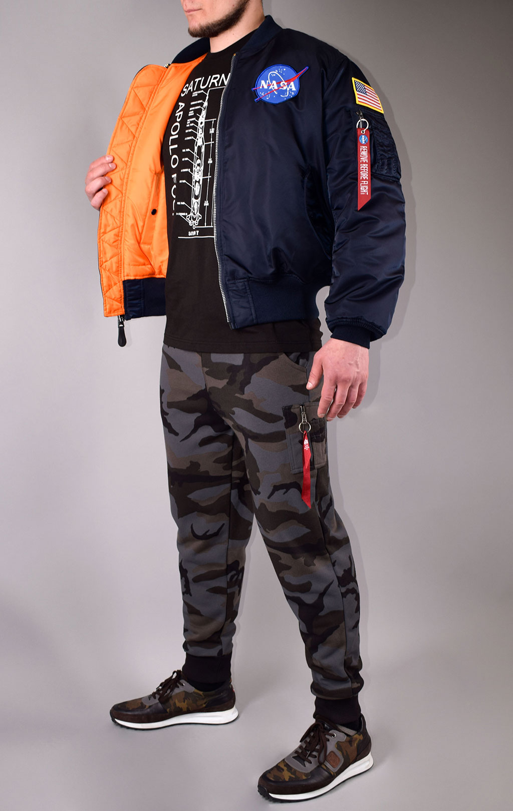 Бомбер ALPHA INDUSTRIES NASA big size MA-1 original fit rep. blue 