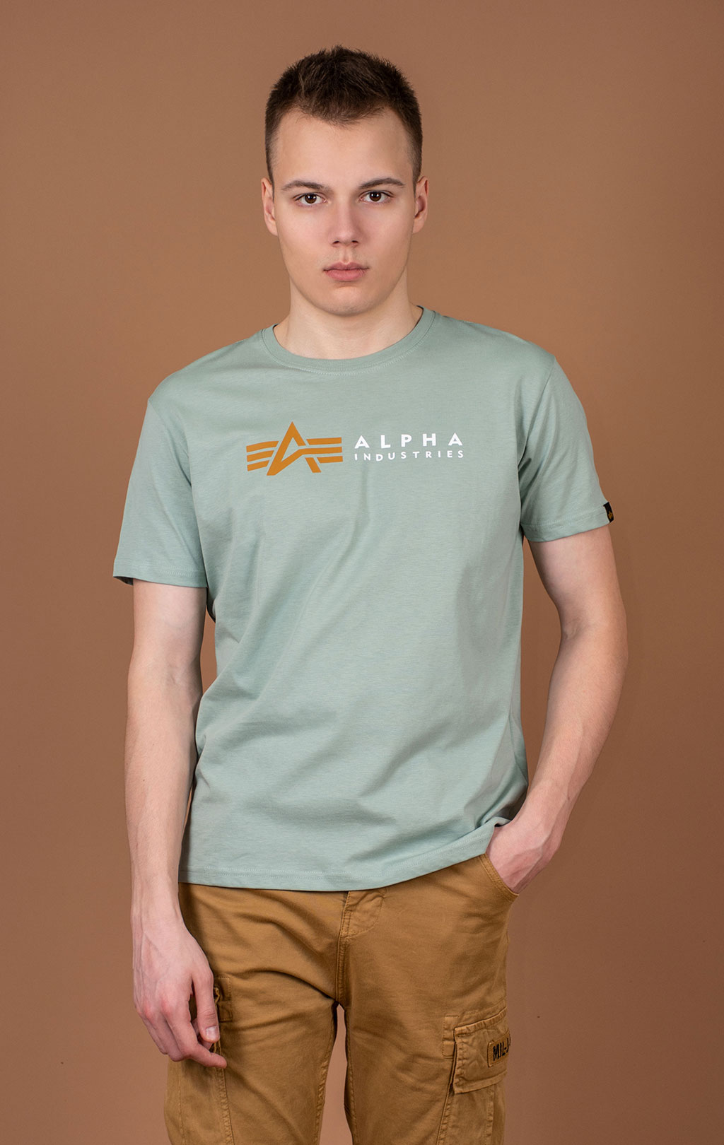 Футболка ALPHA INDUSTRIES ALPHA LABEL T dusty green 
