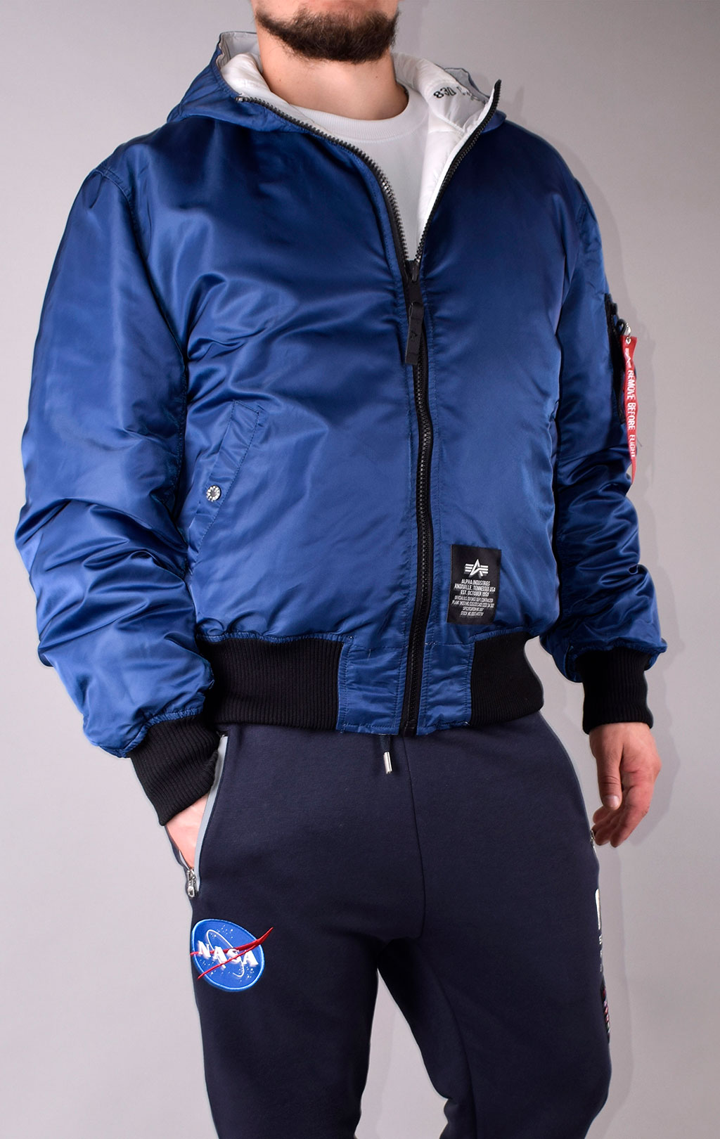 Куртка ALPHA INDUSTRIES HOODED PUFFER FD REV. new navy 