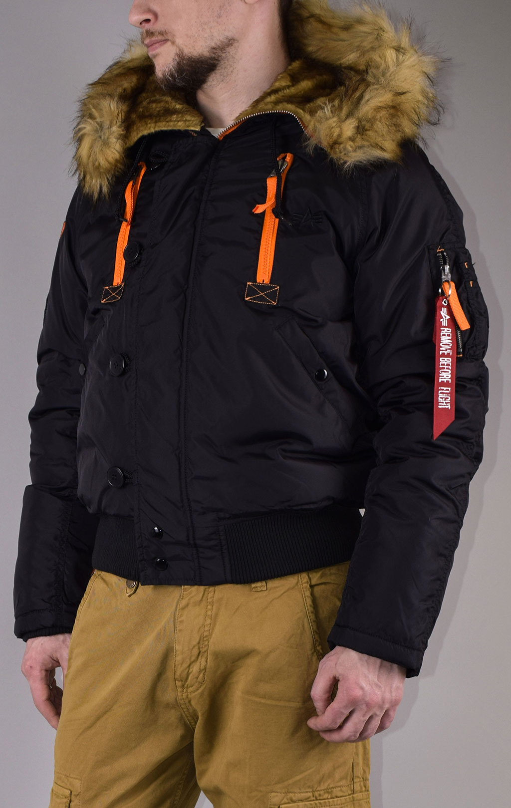 Аляска короткая ALPHA INDUSTRIES PPS big size N-2B black/orange 