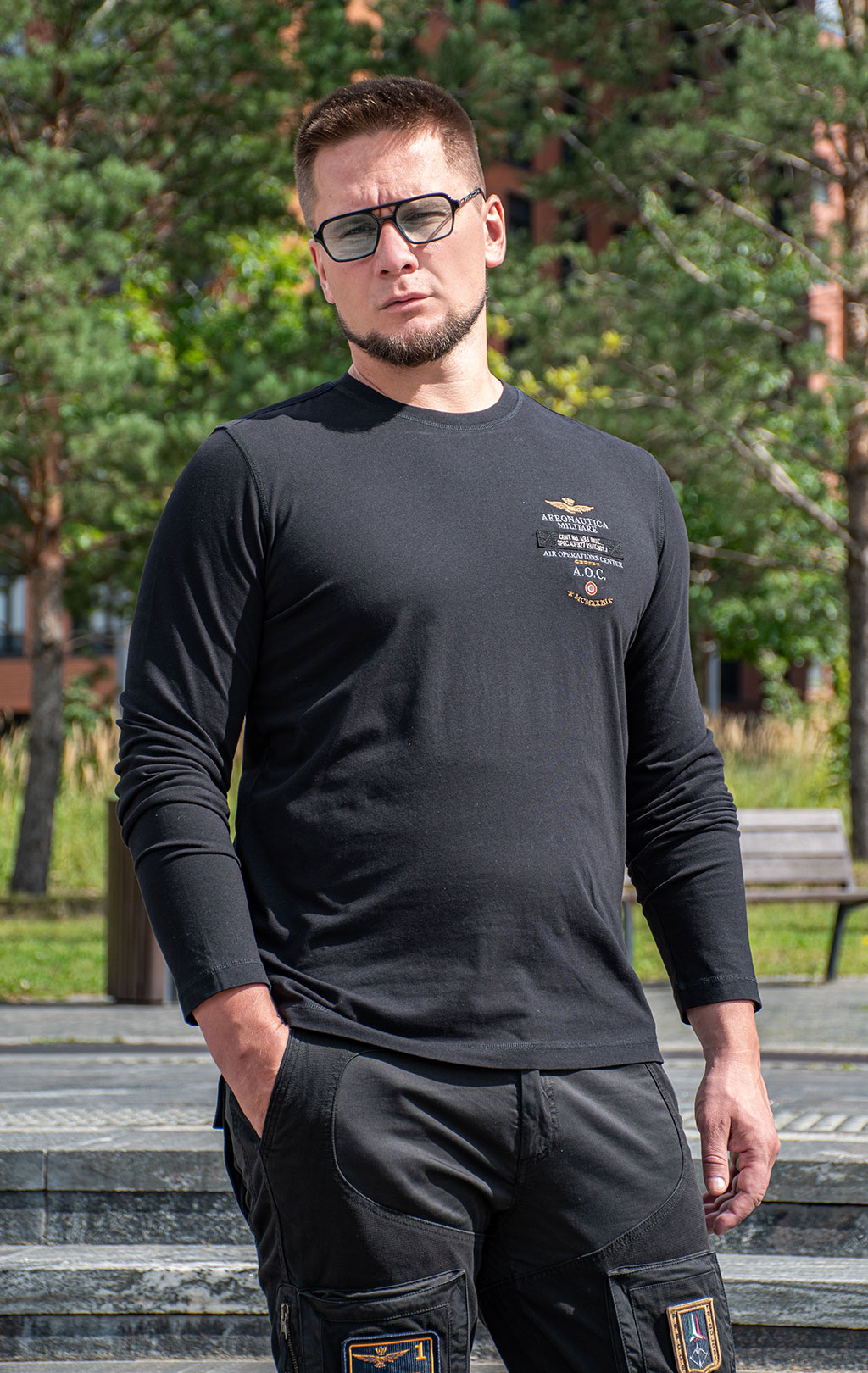 Лонгслив AERONAUTICA MILITARE FW 25/26/TR jet black (TS 2470) 