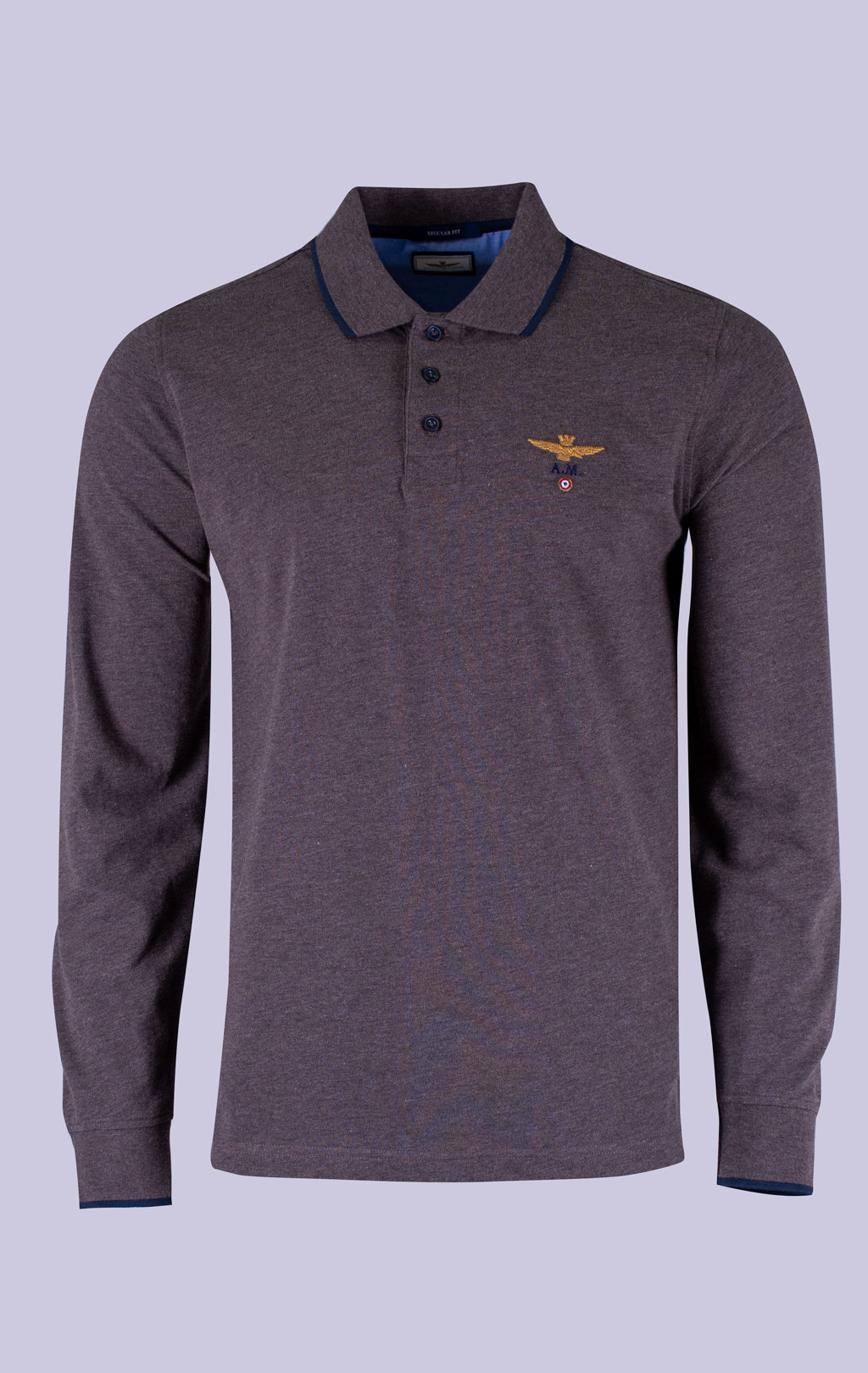 Поло-лонгслив AERONAUTICA MILITARE FW 26/27/TR brown melange (PO 1653) 