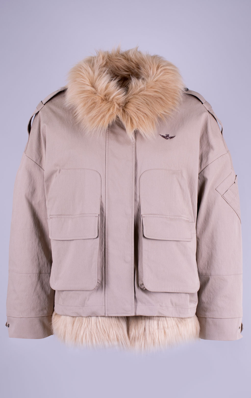 Женская куртка меховая AERONAUTICA MILITARE FW 26/27/CN silver mink (AB 3055) 