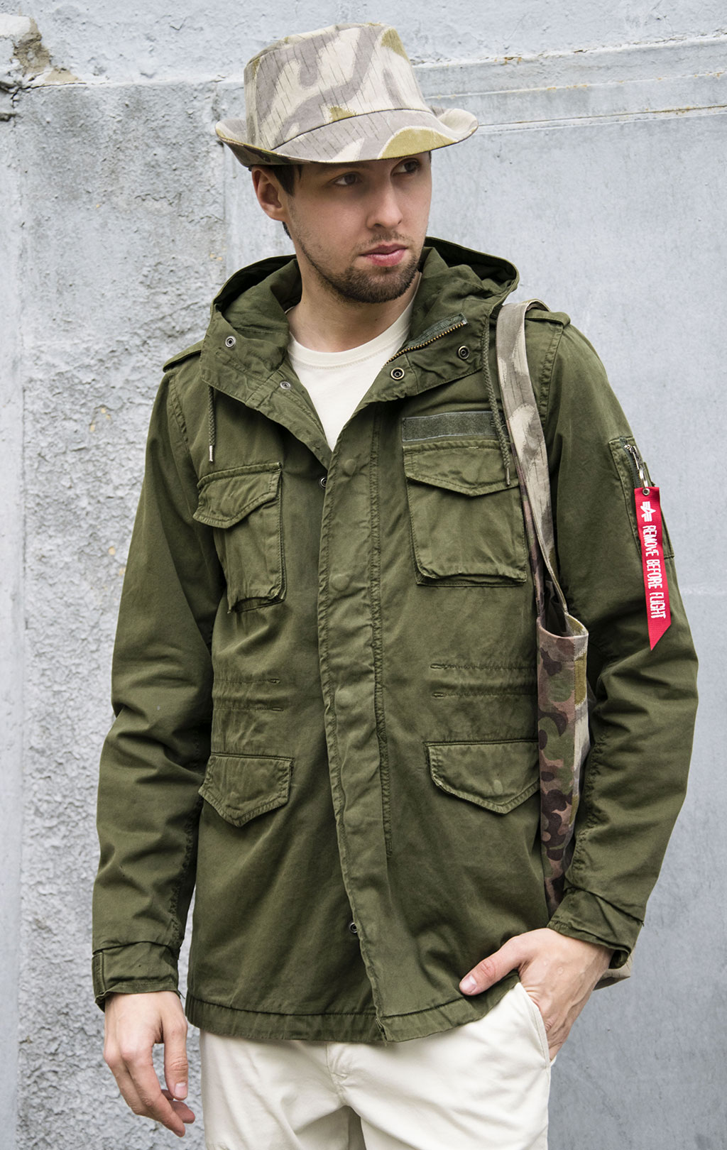 ALPHA INDUSTRIES HUNTINGTON HOOD M 65 dark olive