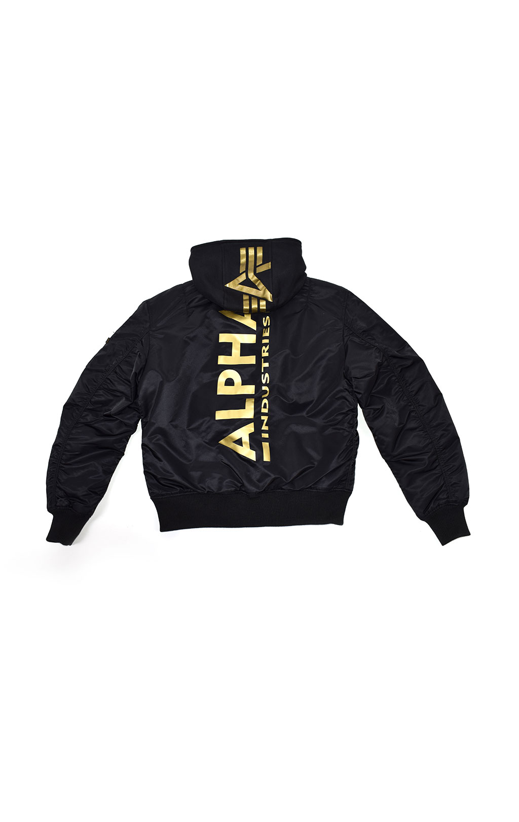 Бомбер ALPHA INDUSTRIES ZH BACK PRINT MA-1 black/yellow gold 