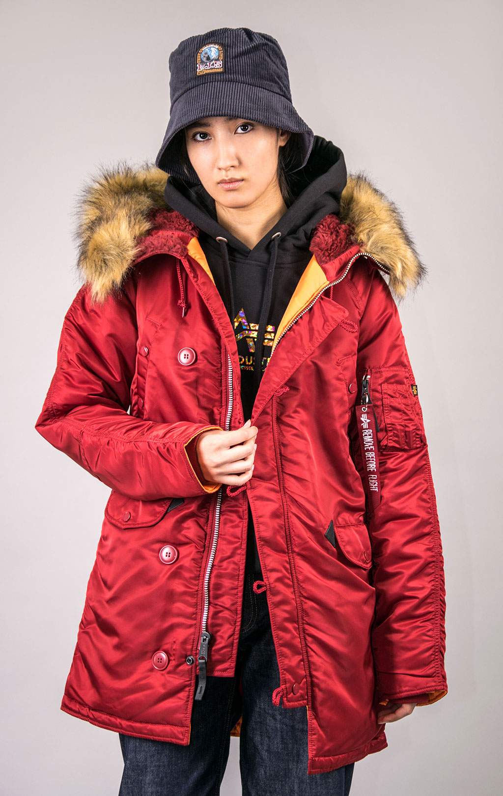 Женская аляска ALPHA INDUSTRIES CLASSIC N-3B original fit commander red 