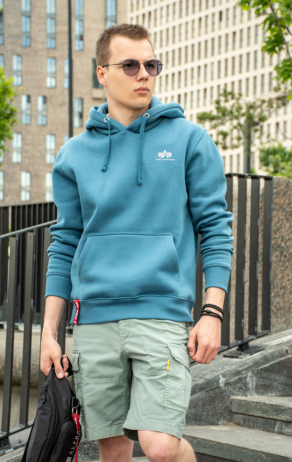 Толстовка ALPHA INDUSTRIES BASIC HOODY SMALL LOGO vintage marine 
