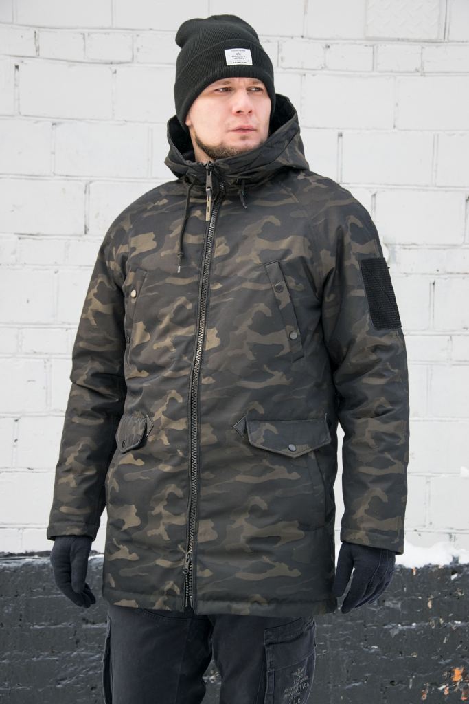 Аляска-пуховик ALPHA INDUSTRIES JACQUARD DOWN N-3B camo black