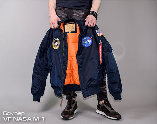 Куртка-бомбер лётная ALPHA INDUSTRIES VF NASA MA-1 rep. blue