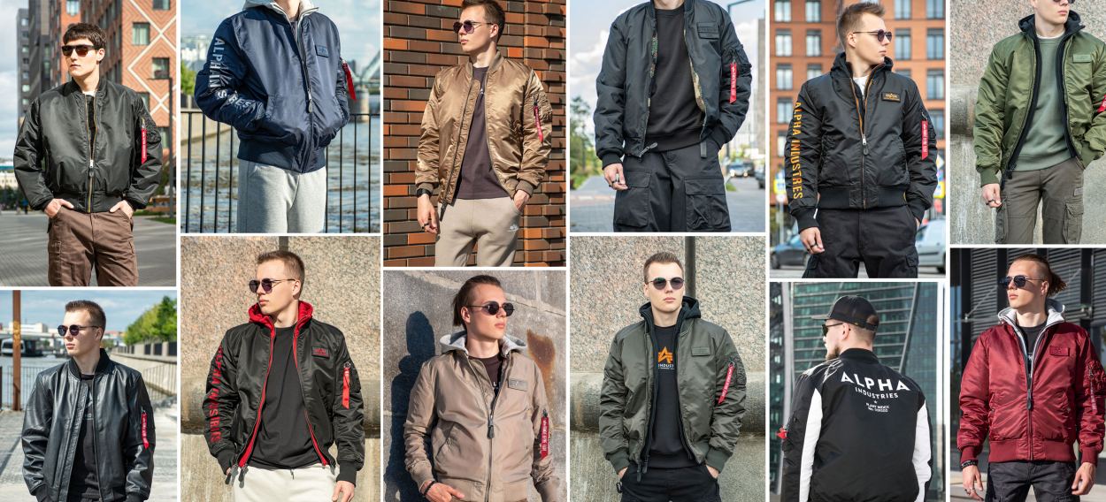 Мужские культовые куртки бомберы МА-1 Alpha Industries - самый большой ассортимент бомберов Альфа Индастриз в Москве
